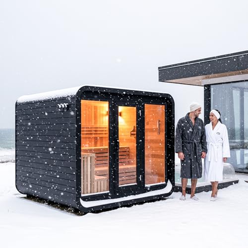 Benovo Customize Square Barrel Outdoor Sauna Room with Porch